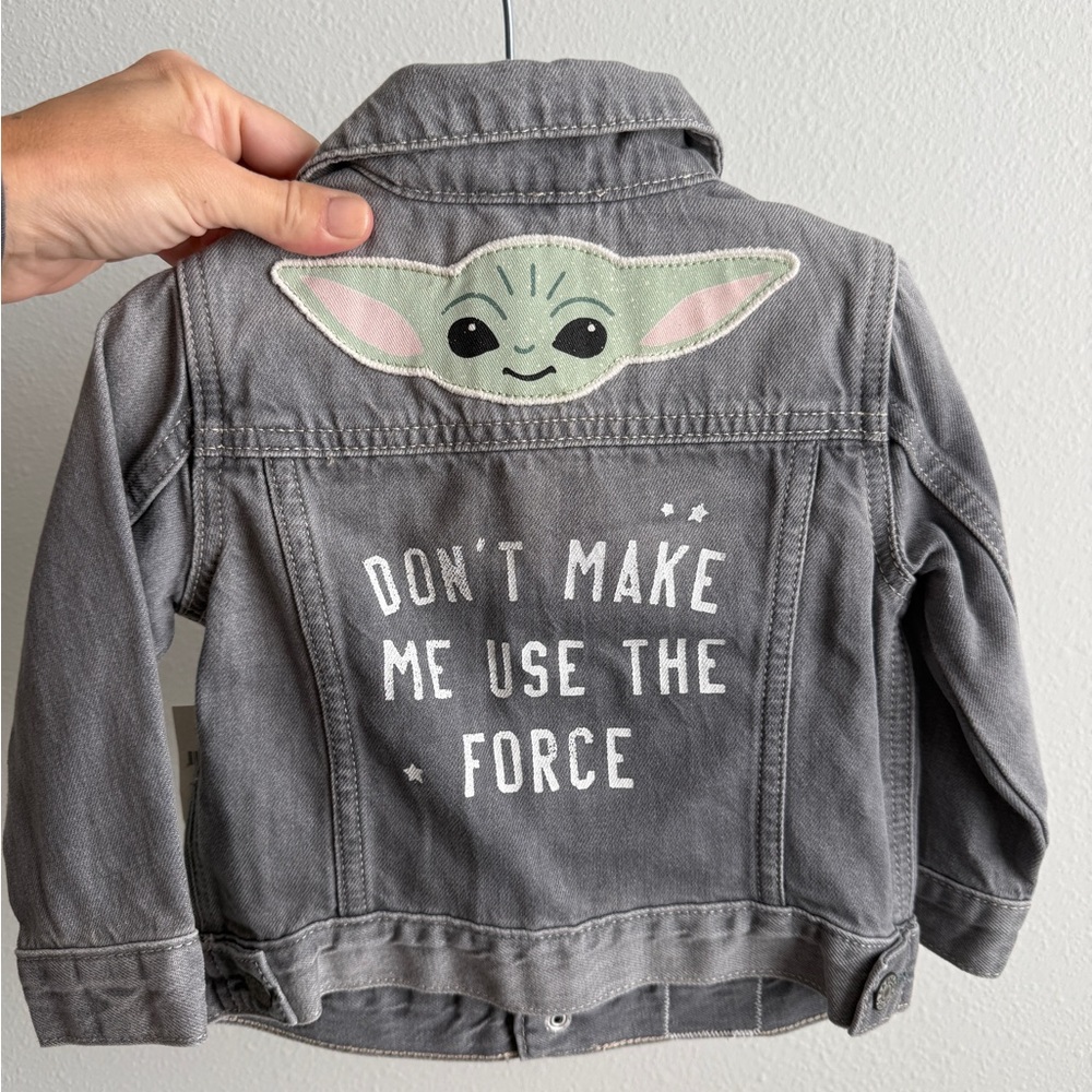 GAP Kids Gray Jean Jacket with Star Wars Patches - Picture 2 of 2